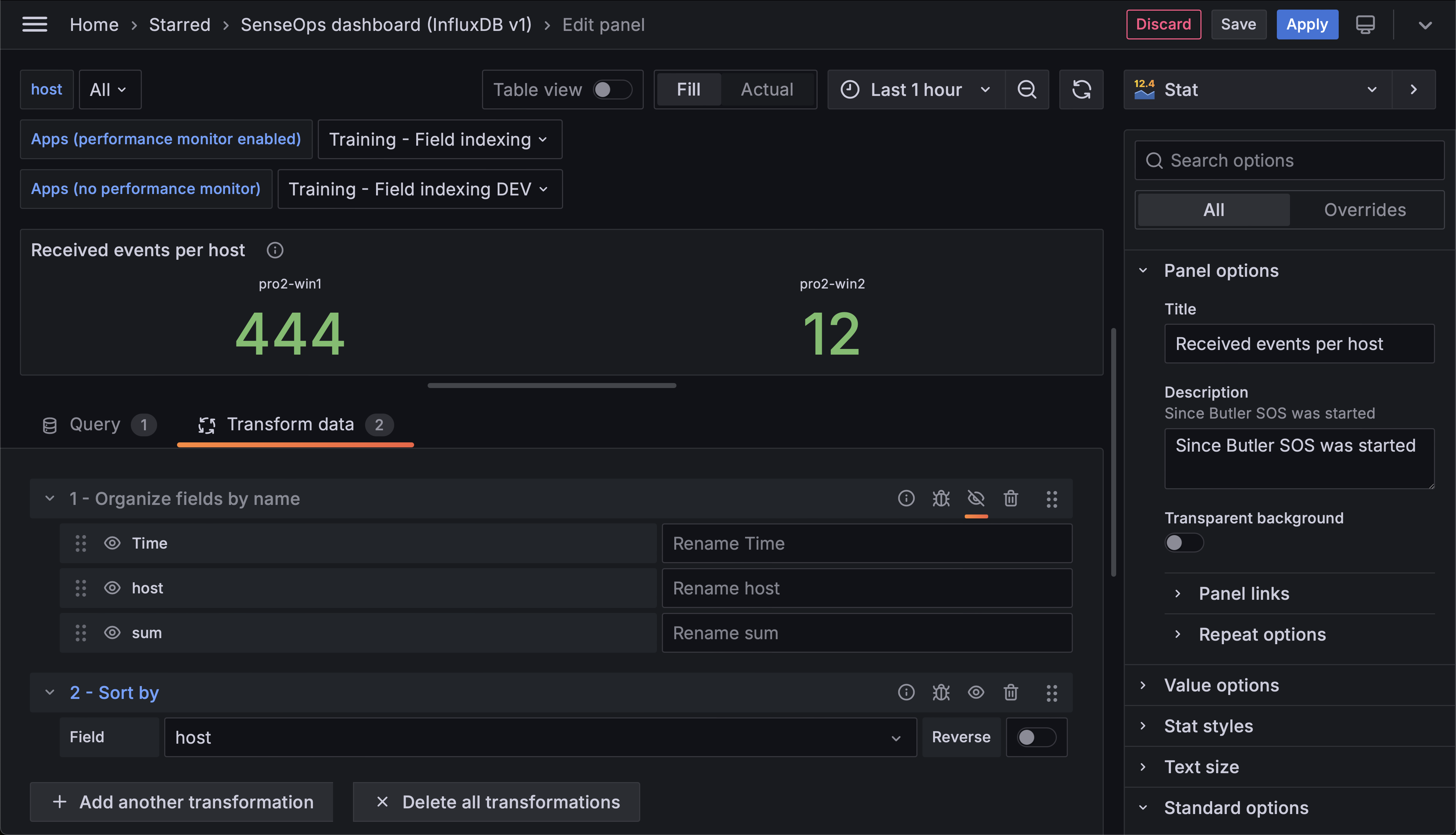 Events per Host Transformations