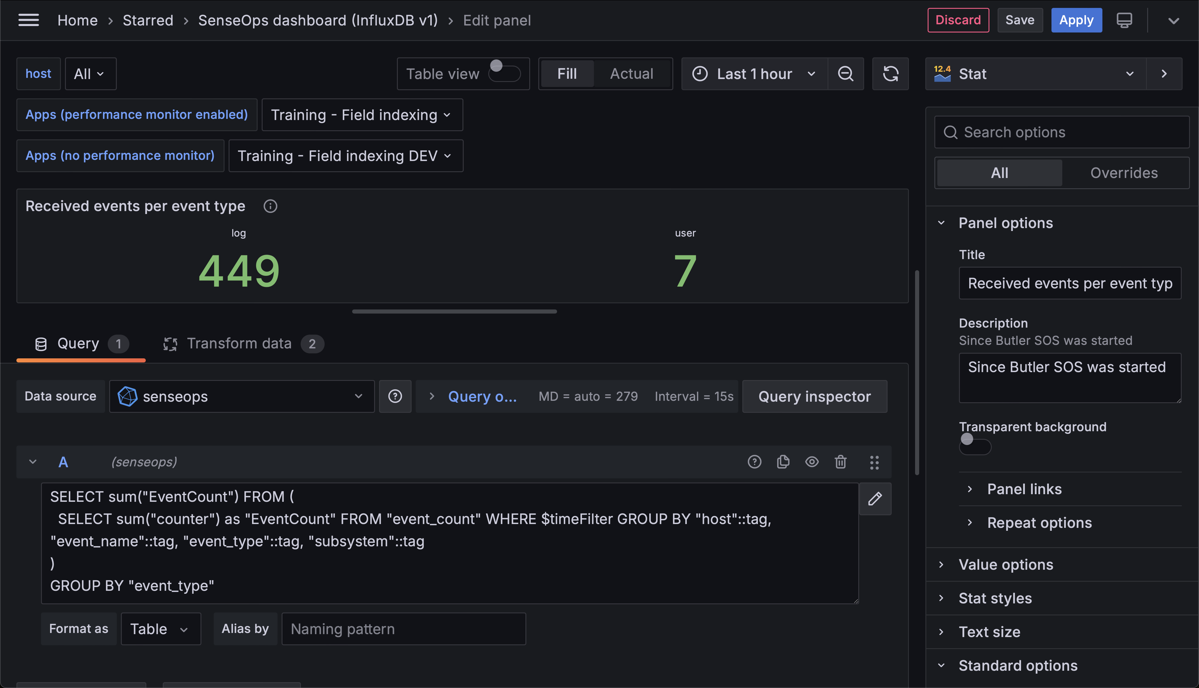 Events per Type Query