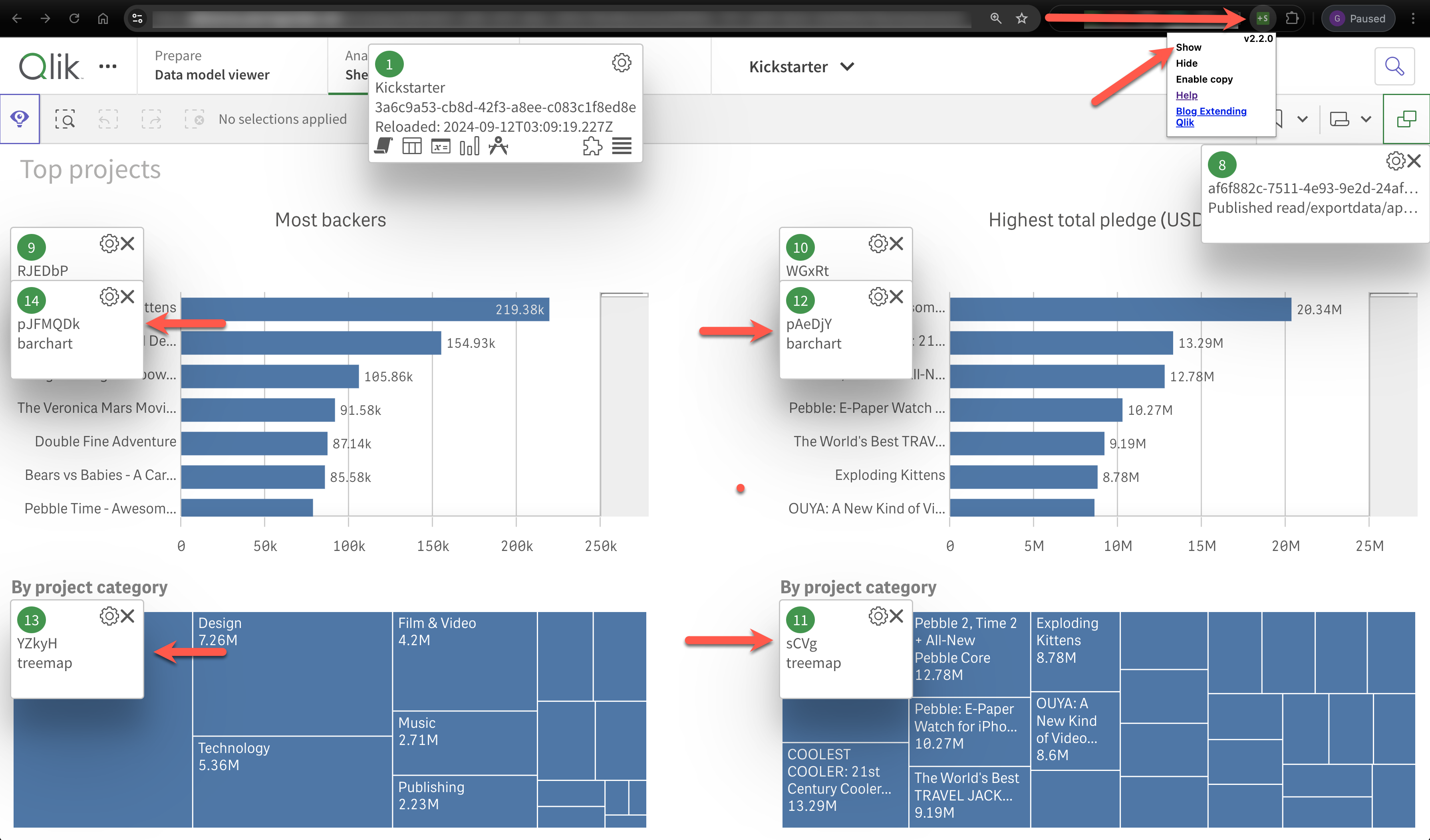 Get the object ID from Add Sense extension
